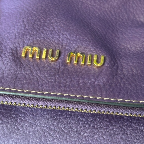 Miu Miu Purple Leather Bow Purse - Picture 2 of 13